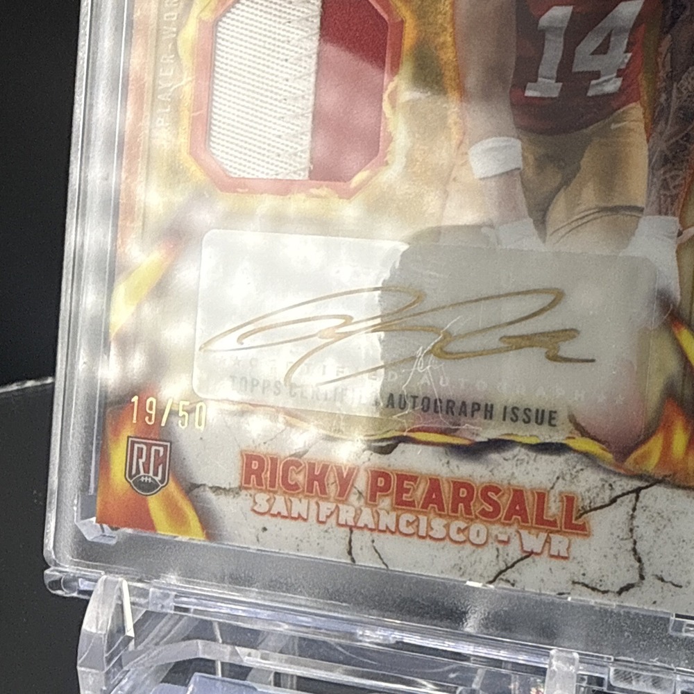 2024 Topps Rookie Patch Autograph Ricky Pearsall #IPA-RP Gold Refractor /50 - Picture 3 of 4